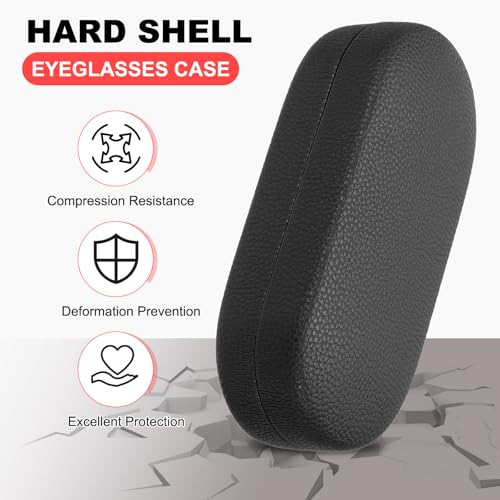 Image of PATIKIL Hard Shell Eyeglasses Case, PU Leather Large Glasses Case Litchi Grain Protective Sunglasses Organizer