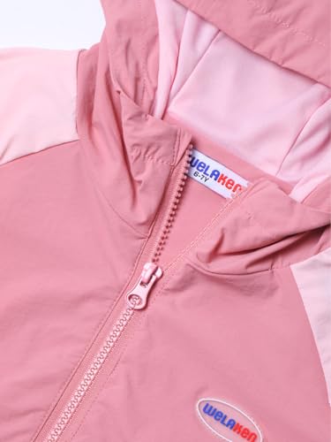 Image of WELAKEN Lightweight Jacket for Girls Kid Teen Waterproof Windbreaker Hooded Rain Coats with Pockets