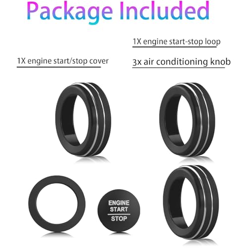 Image of for Honda 2026 Passport Interior Accessories, Aluminum Alloy one-Button Start Cover /Ring, air Conditioning knob, 5-piece Set (Black)