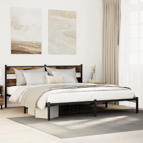 -Somieres de Cama metálicos sin colchón Color Ahumado 183x213 cm-