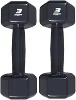 PAR HALTER 3KG EMBORRACHADO SEXTAVADO PRETO