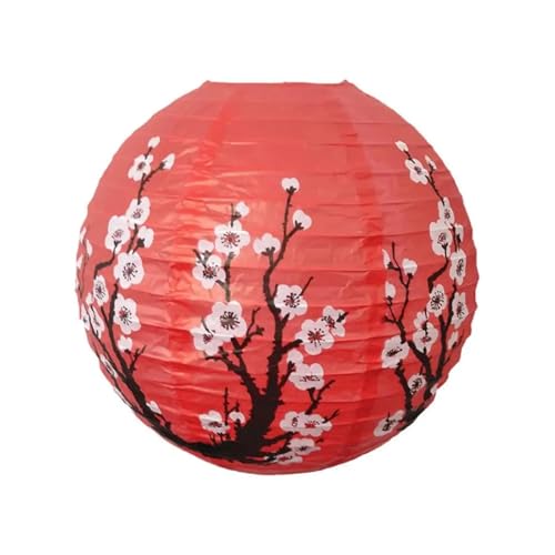 Farolillos de Papel Redonda Lámpara de papel redonda con forma flor ciruelo 30/35 cm, estilo oriental chino, for decoración del hogar, bodas y restaurantes(A)