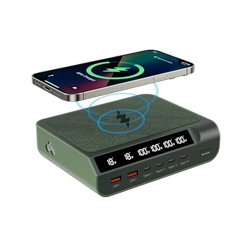 Gallium Nitride 6-Port 240W USB-C Charger with Display