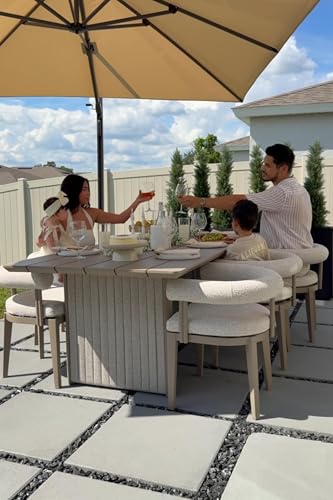 PURPLE LEAF Patio Dining Set 9 Pieces Luxury Modern Conversation Set Aluminum Large Rectangle Dining Table and Chairs with Olefin Cushion Outdoor Furniture Set for Garden Porch Deck Backyard