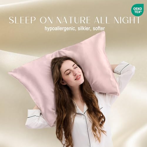ZIMASILK 100% Pure Mulberry Silk Pillow Cases for Hair and Skin Health,Soft and Breathable,Both Sides Premium Grade 6A Silk, with Hidden Zipper,1pc (King 20"x36", Pale Pink)