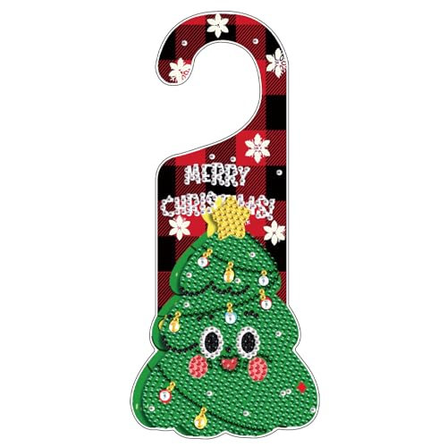 Image of AiYuanzsh Christmas Diamond Painting Door Sign Kit - 5D Special Shaped Drill, No Assembly Needed, Ready to Hang Holiday Crystal Art Door Decoration for Home Wall Window Gift