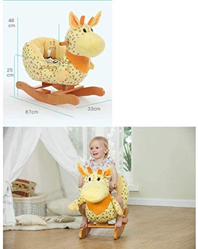 ZHANGYUEFEIFZ Schaukelpferd Plüsch Schaukeltier Pferd Rocking Horse Kinder Kreative Gelbe Musik Trojan Baby Spielzeug… – Bild 3