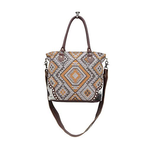 Myra Bag Western Tote Shoulder Bag for Women - Leather Crossbody Bag Chocolate Squares4