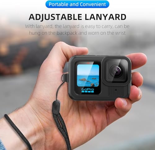 Image of M.G.R.J Silicone Protective Case Cover for Gopro Hero 13, Silicone Sleeve with Lanyard Lens Cap (Black)