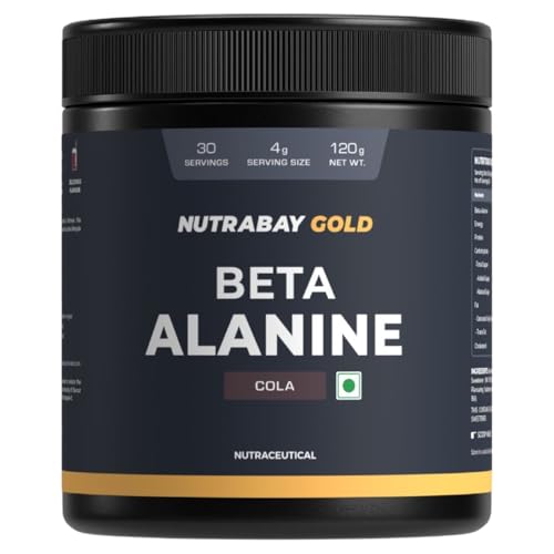 Image of Nutrabay Gold Beta Alanine Supplement Powder 120g, Cola Flavor - Pre Workout Amino Acid for Endurance & Fatigue Reduction