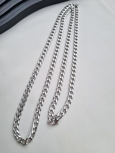 Cordão De Aço Inox Hipoalergênico Corrente Maciça De Aço Inoxidável Elo Tipo Grumet 70CM de Comprime