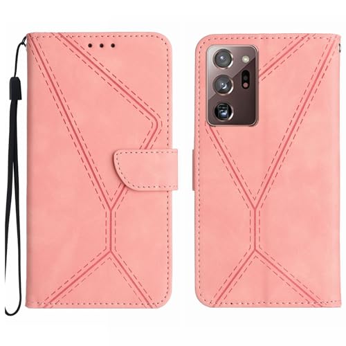 Compatible with Samsung Galaxy Note20 Ultra 5G Case,Compatible with Samsung Galaxy Note20 Ultra 4G Kickstand Flip Card Slot Magnetic Closure Phone Cover Pink