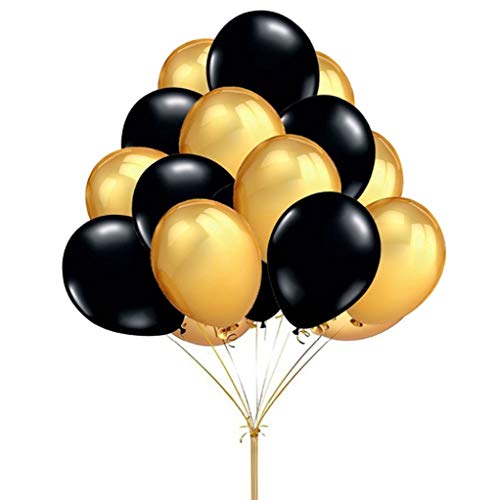 Tumao 100 Stück schwarz-Gold-metallic-Luft-Ballons,12 Zoll Runde Latex Ballons,für Party,Hochzeits Luftballons Party Valentinstag Dekorationen Cover