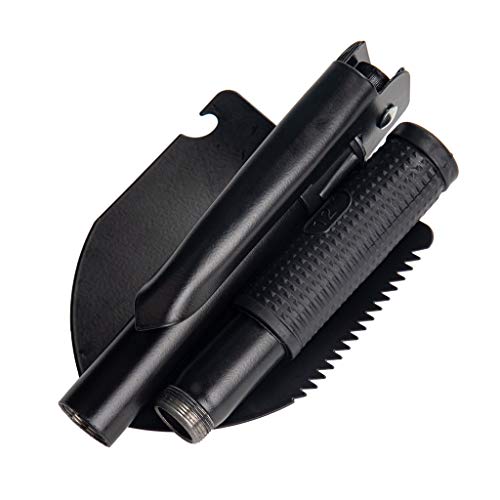 Jipemtra Gardening Folding Shovel Military Camping Shovel Survival Gear Entrenching Tool With Carrying Pouch Metal Handle For Camping Trekking Gardening Fishing Backpacking Snow (Black) #TOP7