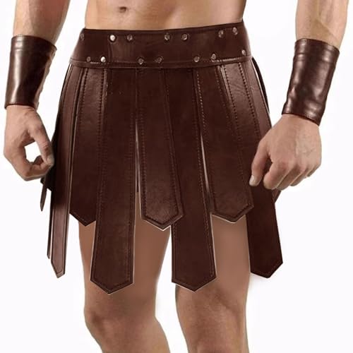 Dance Belt Men Kilt Belt Men's Roman PU Leather Skirt Medieval Waist Belt with Buckle Men's Belts Brown, Mens Dance Belt2