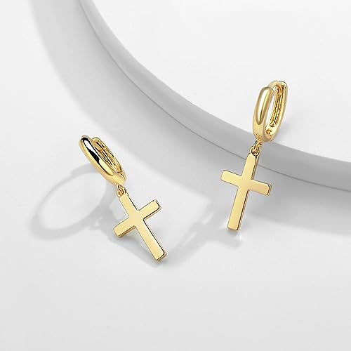 Gold Dangle Drop Hoop Earrings for Women Men Gold Plated Dainty Earrings Hypoallergenic Star Cross Huggie Hoops Jewelry for Everyday Wear4