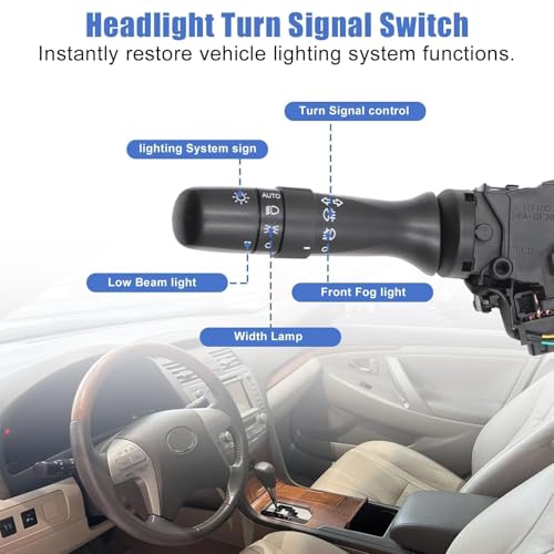 Image of SecosAutoparts Turn Signal Switch Compatible with Toyota Camry 2006-2011 Replace# 84140-06380 8414006380 Headlight Dimmer Blinker Combination Switch