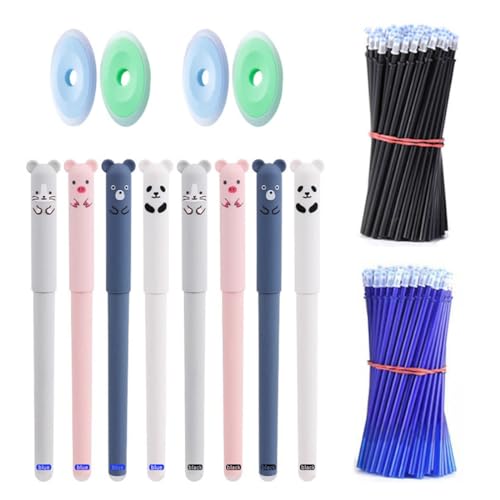 CJZZ Lot de 8 stylos Gel 0,5 mm avec 40 Mines et 4 gommes, Stylo effacables, Stylo Kawaii pour étudiants, Fournitures Scolaires, de Bureau