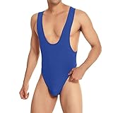 Calzoncillos para hombre String Hombres Moda Nylon Rib Ropa Interior Bikini Pajarita, azul, S