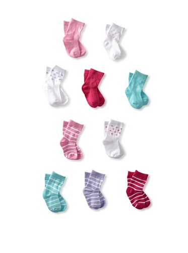 Luvable Friends Girls:Baby-Boy's 10-Piece Baby Socks Gift Set, Blue, 0-9 Months, Pink