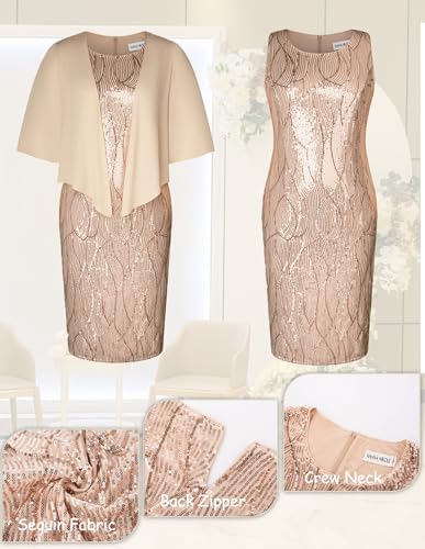 Hanna Nikole Womens Plus Size Sequin Party Dress 2 Piece Cocktail Formal Dress with Jacket Mother of The Bride Dress Sets - Image 6