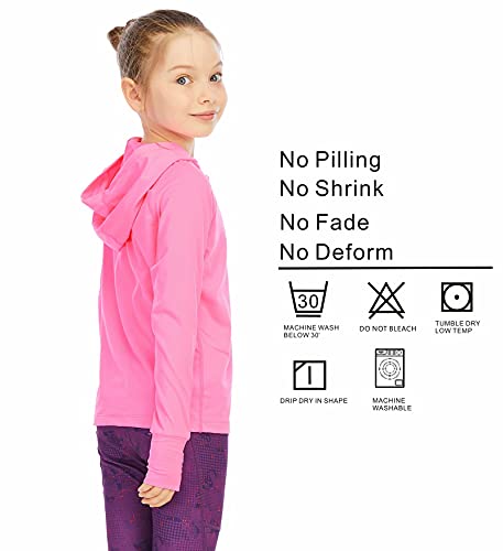 girls long sleeve shirt upf50 lightweight hoodie thin active tee workout running pullover top with thumb hole 3-12years