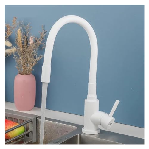 Robinet d'évier flexible pour laver les grands plats, mitigeur blanc cuisine