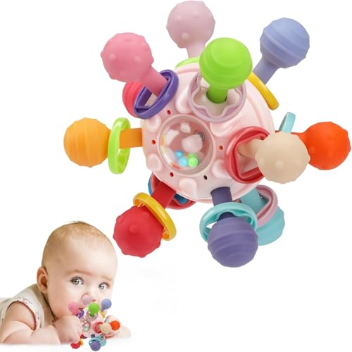 Image of Baby Montessori Sensory for 0-6 6-12 Months, Baby Teether Teething for Babies 0 3 6 9 12 18 Months, Newborn Infant Learning Developmental Gifts for 1 2 Year Old Boys Girls (Pink.)