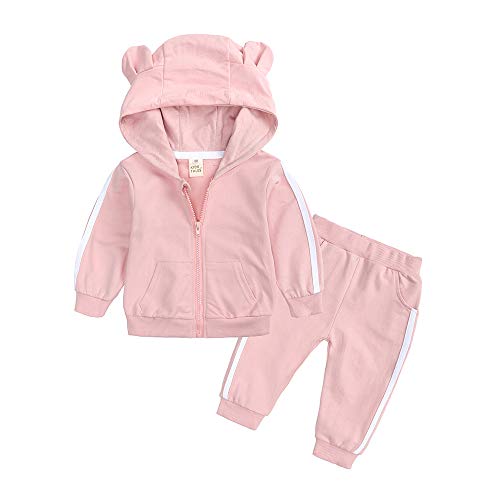 Baby Boys Girls Tracksuit Hooded Bear Ears Sweatsuit Outfit Set Long Sleeve Zipper Jacket + Sweatpants