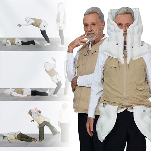 Chaleco Con Airbag De ProteccióN Total (Control Por AplicacióN), Alarma Y Posicionamiento En Tiempo Real, Resistente Al Agua Y A Las Manchas, Protege La Cabeza, La Espalda, La Cintura,Khaki-XL