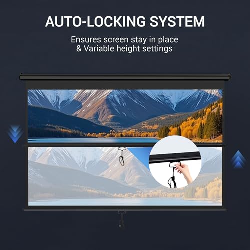 Image of ZENY Projector Screen Pull Down 80 Inch 16:9 HD, Manual Projection Screen Home Theater, Portable Indoor Outdoor Retractable Movie Screen Ceiling Wall Mount