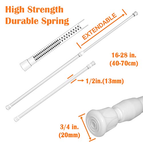 Kxlife 2 Pack Small Spring Tension Curtain Rod For Window Cupboard Closet (White, 16 To 28 Inch) #TOP2