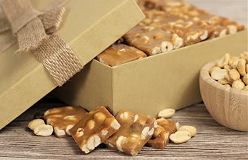 Gourmet Peanut Brittle Gift Box - By Its Delish | Handmade Old-Fashioned Style | Beautiful & Delicious Square Cut Pieces 16 Oz Peanuts Brittle | Christmas Stocking Stuffer Holiday Gifts | Vegan Kosher #TOP4