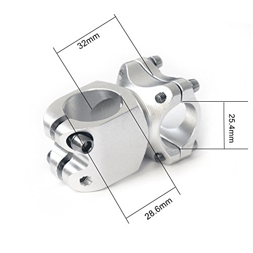 DEERU Bike Stem 25.4 x 32mm 7 Degree Mountain Bike Stem Bicycle Handlebar Stem Suitable for BMX MTB Road Bike (Aluminum Alloy) (Silver)