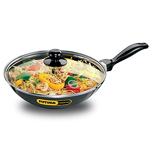 Futura Non-Stick Deep-Fry Pan(Kadhai) 2.0 Litre with Glass Lid and Flat Bottom