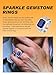 Bestyle Blue Sapphire Ring for Men Stainless Steel Blue Gemstone Ring Fashion Trendy Statement Ring Mens Signet Ring Pinky Ring Gift for Father Husband Size 12