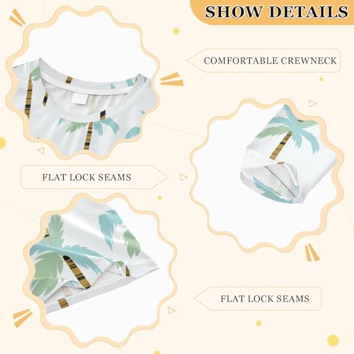 Tropical Palm Trees White Boy's Rash Guard Swim Shirt Long Sleeve Sun Shirt for Swimming Pool Beach UPF50+3