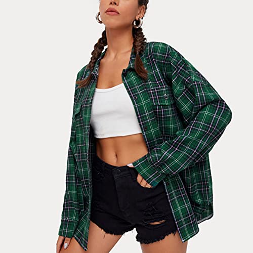 Zldhxyf Dames longblouse button down geruite blouse lange mouwen plaid shirt tuniek dun hemdjack - Image 7