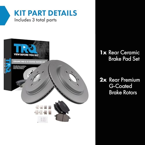 Image of TRQ Rear Brake Pad and Rotor Set Ceramic G Coated Rotors Compatible with 2013-2019 Ford Police Interceptor Utility
