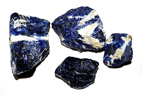 Image of R.R. SHEIKH GEMS 100 GM Natural Sodalite Rough Raw Rock For Healing Crystal, Meditation And Vastu Gemstones (Set of 2-4 Stones, Approx.100 GM)