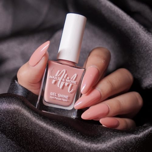 Image of Nails & More Peach Metallic Nail Polish, Argan Oil-Infused Gel Shine, Shiny Chrome Nails, Trendy Look | 10ml