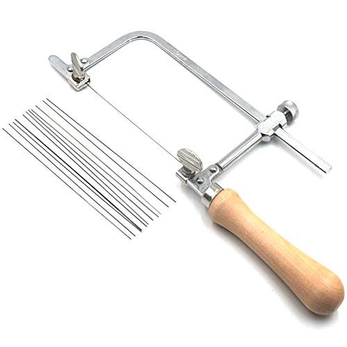 Hojas De Sierra De Marquetería Con Dientes En Espi Marco de sierra, herramientas manuales, arco de sierra ajustable profesional, mango de madera for joyería, marco de sierra de joyería, 1 Juego