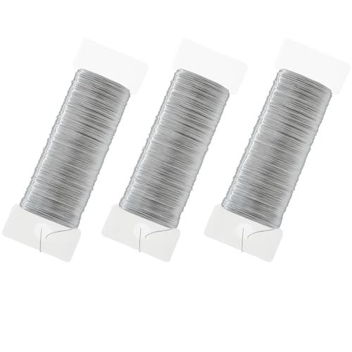 GWJX 180m X 0 35mmBasteldraht Dünn 3 Rollen Draht zum Basteln DIY Schmuckdraht für Schmuckherstellung Blumendraht Basteldrähtefür Floristik Blumenstrauß Stängelwickel (60m/Silber)