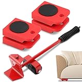 Furniture Lift Mover Tool Set, Heavy Appliance Furniture Movers Sliders with Wheels, 330lbs Capacity Mover Dolly with Lifter for Refrigerator, Sofa, Cabinet(Red)