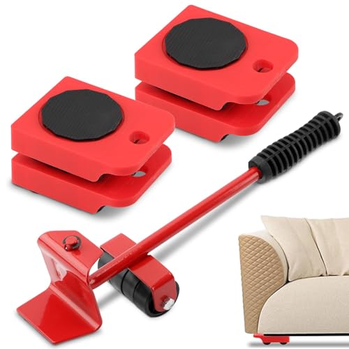 Furniture Lift Mover Tool Set, Heavy Appliance Furniture Movers Sliders with Wheels, 330lbs Capacity Mover Dolly with Lifter for Refrigerator, Sofa, Cabinet(Red)