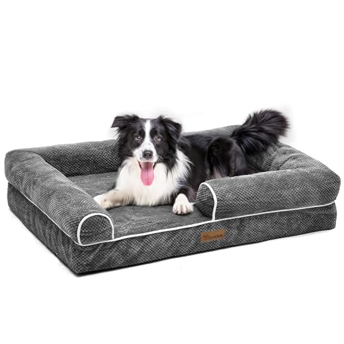 YITAHOME Cama Perro Grande,Colchon Perro Impermeable Lavable con Espuma Viscoelástica, Sofá Perro Ortopedica Desmontable, Gris,106x80x18cm