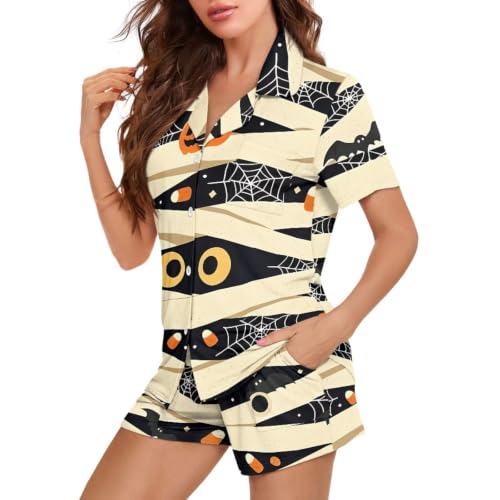 Image of Women's Short Sleeve Sleepwear Pajamas Nightwear with Pockets
