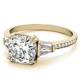 18K Solid Gold Handmade Engagement Ring, 2.50 CT Cushion Cut Moissanite Solitaire Ring Diamond Wedding Ring for Her/Women, Anniversary Precious Gift, VVS1 Colorless (Yellow)