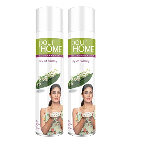 Image of POUR HOME Lily of Valley Room Air Freshener Spray - 220ML Each (Pack of 2) | Long-Lasting Fragrance - Reduces Odours - Suitable for Home & Office