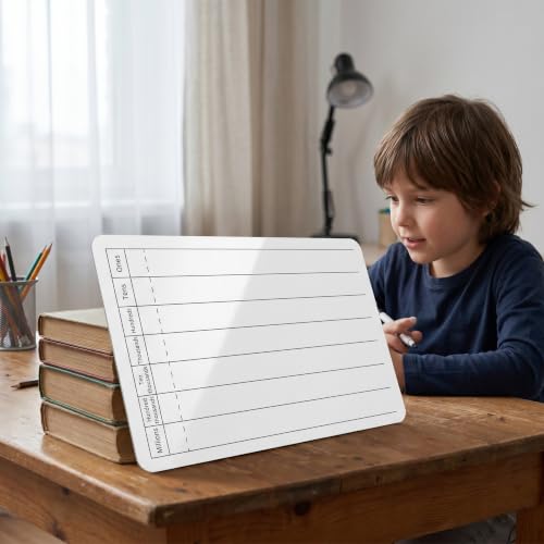 LALADEFIEE Double Sided Dry Erase Whiteboard for Classroom and Home Use, 9x12 Inch Small White Board with Printed Grids and Lines, Thickened Wood and Plastic Board for Effortless Writing - Image 8